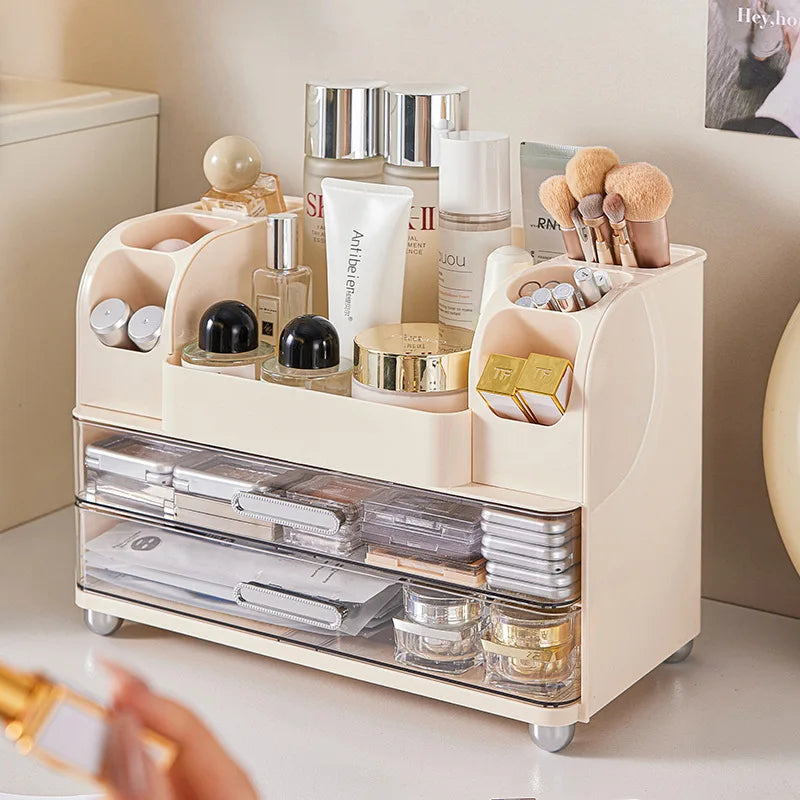 Vanity Cosmetic Organizer Large Capacity Desktop Makeup Storage Box Dustproof Drawers Multi-Functional Skincare Display Case Peaceful Pleasures Health and Wellness