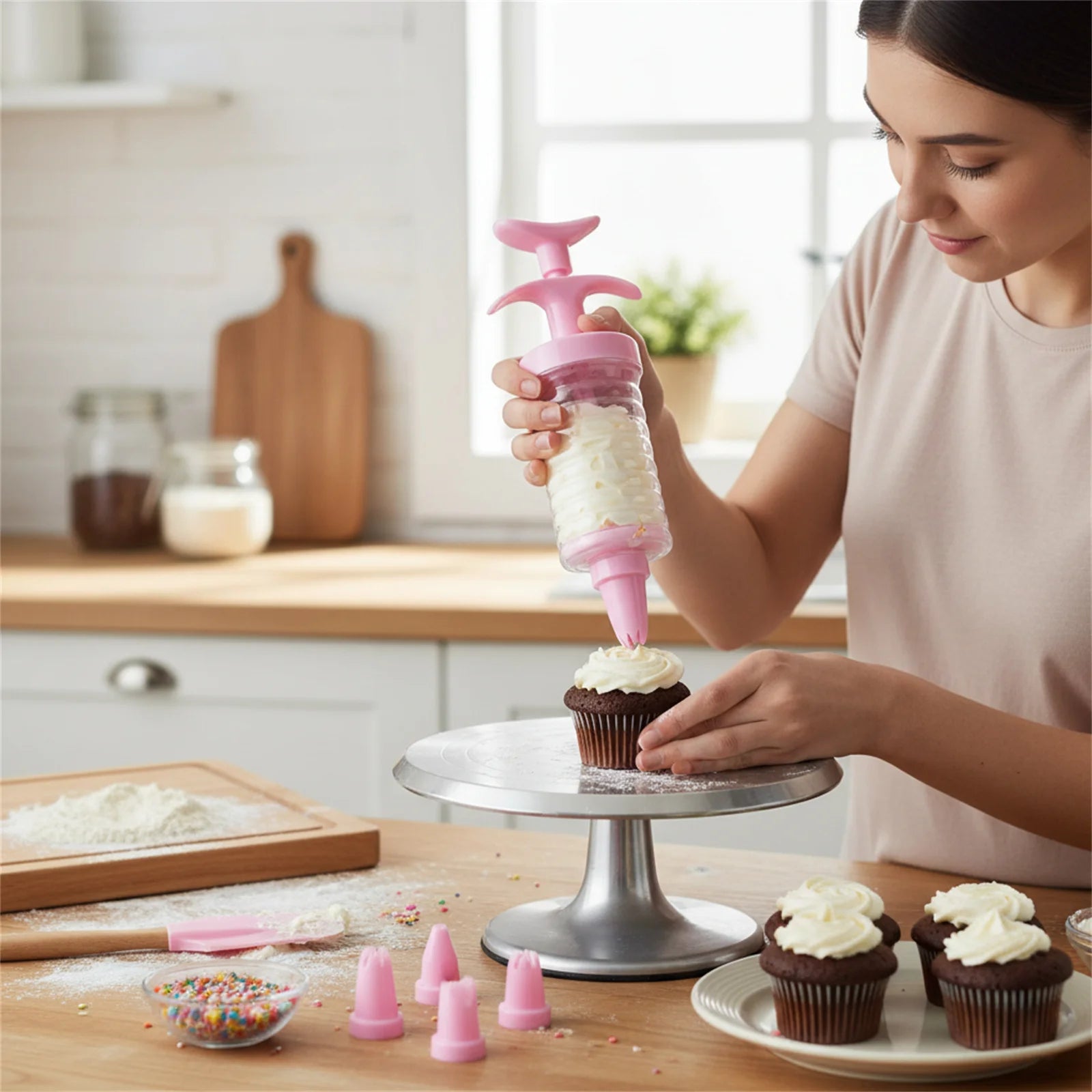 8Pcs Plastic Piping Nozzles Set For Cake Cookie Cream Puff Decorating With 8 Different Designs Food Grade PP Material Peaceful Pleasures Health and Wellness