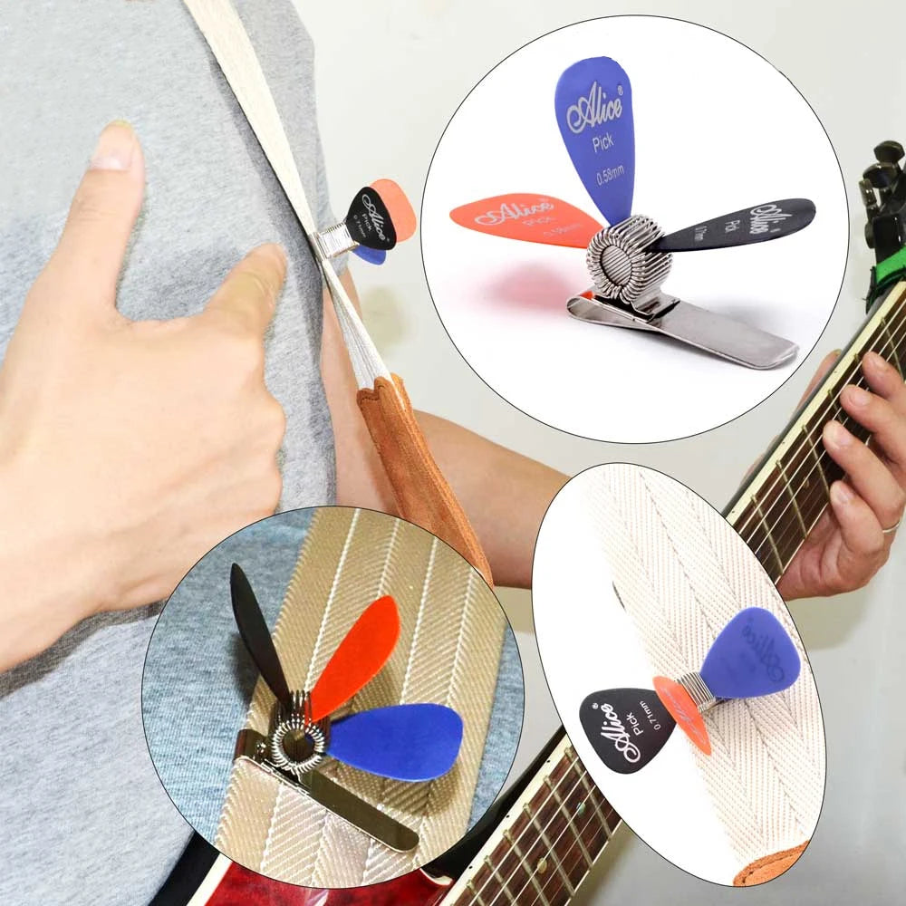 Universal Metal Guitar Picks Holder Clip Colors Random General
