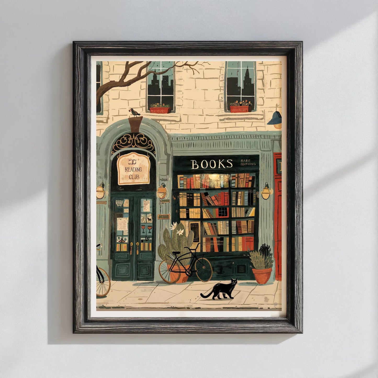 Bookstore Art Print, Cozy Bookshop Illustration, Library Wall Decor, Gift for Book Lover, Reading Nook Poster, Home Office Liter Peaceful Pleasures Health and Wellness