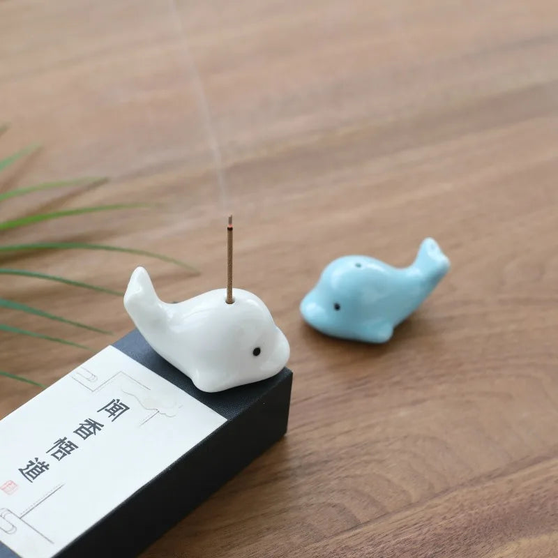 Creative Cute Small Whale Incense Burner Sandalwood Stick Incense Holder Aroma Censer Indoor Tea House Ornaments Home Decor Peaceful Pleasures Health and Wellness
