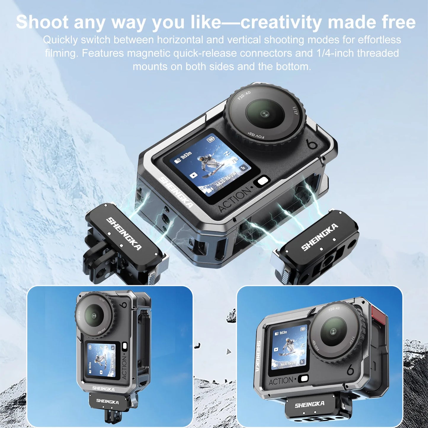 Rabbit Cage Aluminum Protective Case Multifunctional Metal Frame Expansion Adapter Mount For Dji Osmo Action6 Action Camera Peaceful Pleasures Health and Wellness