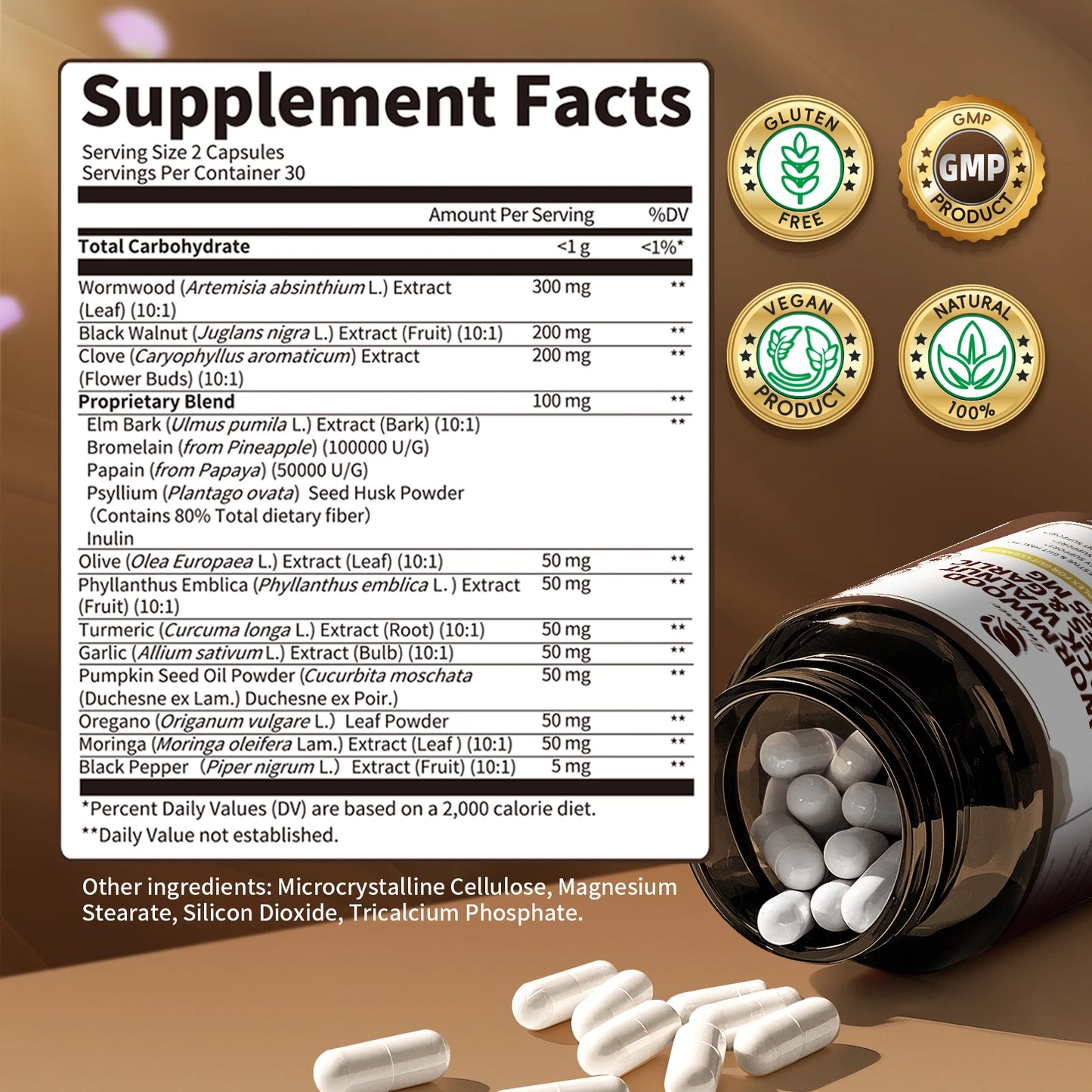 16-in-1 Black Walnut & Wormwood Gut Cleanse Capsules Herbal Supplement Peaceful Pleasures Health and Wellness