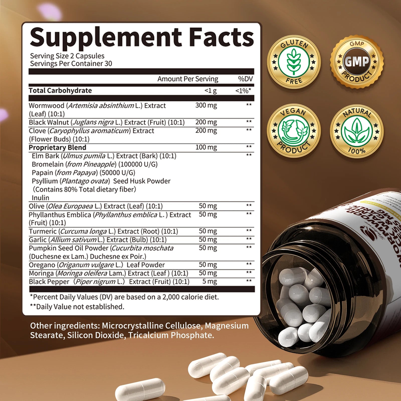16-in-1 Black Walnut & Wormwood Gut Cleanse Capsules Herbal Supplement Peaceful Pleasures Health and Wellness
