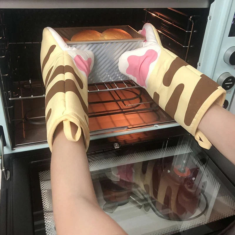 1pc Cute Cat Paws Oven Mitts Cat Claw Baking Oven Gloves Anti-scald Microwave Heat Resistant Insulation Non-slip Cat Paw Gloves Peaceful Pleasures Health and Wellness