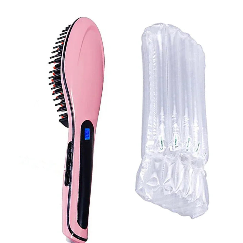 Ceramic Heating Combs Electric Hair Straightener Brush, Professional Styling Tools for Men's Beard Straightener Peaceful Pleasures Health and Wellness Pink color AU