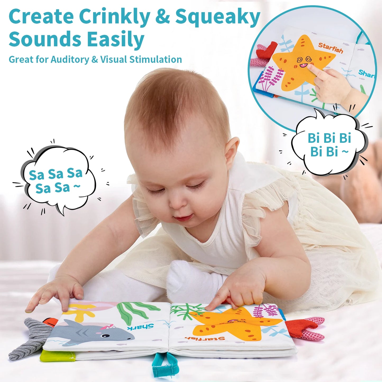 3D Visual Tail Cloth Book Soft Rustle Sound Baby Tear Resistant