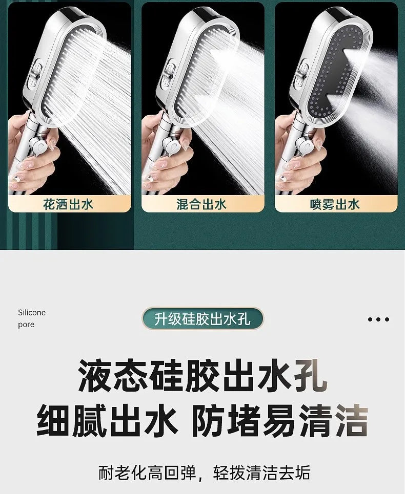 3-Mode High Pressure Handheld Shower Head with Built-In Filter