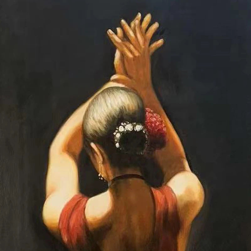 Hanging Canvas Paintings for Hotel, Living Room Dancer Painting, Latina Woman Oil Painting, High Quality, Hand-painted Painting Peaceful Pleasures Health and Wellness