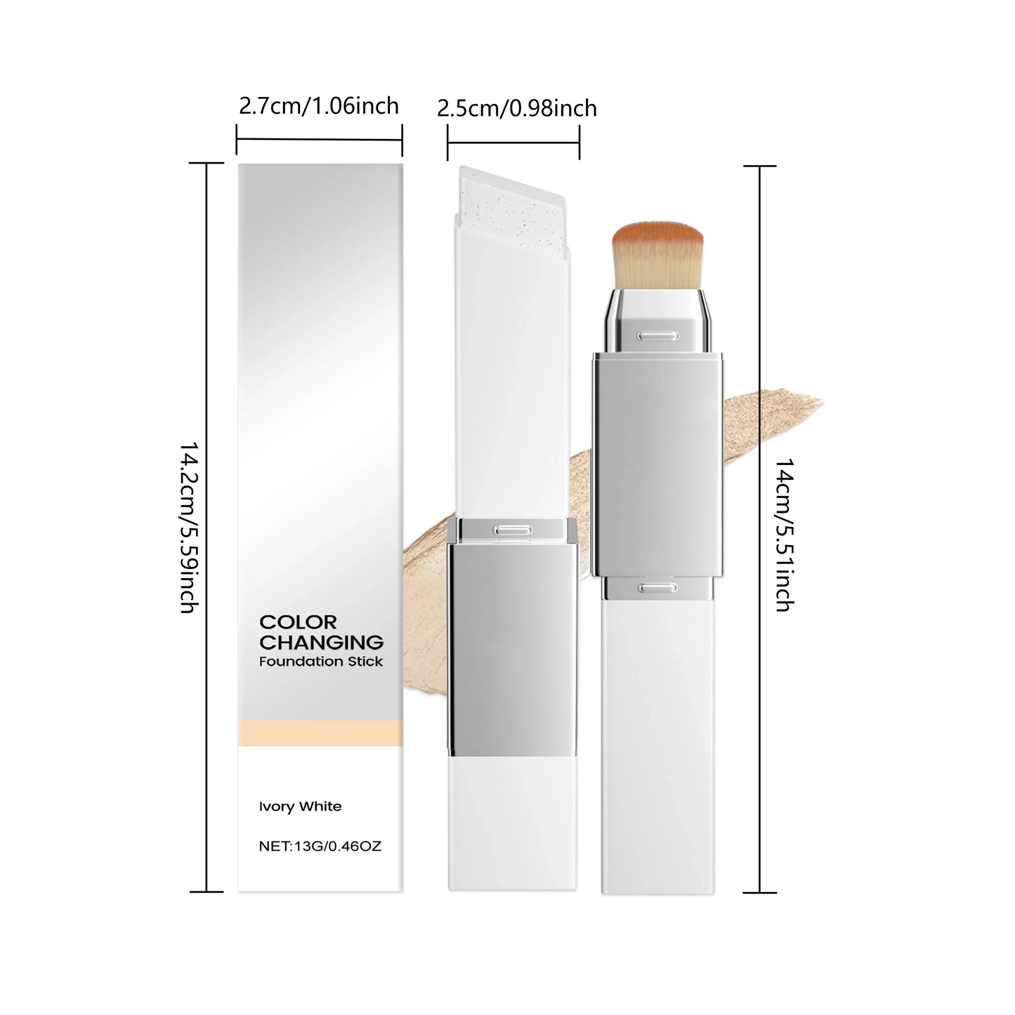 Hoygi 2-in-1 Color-Changing Foundation Stick with Brush