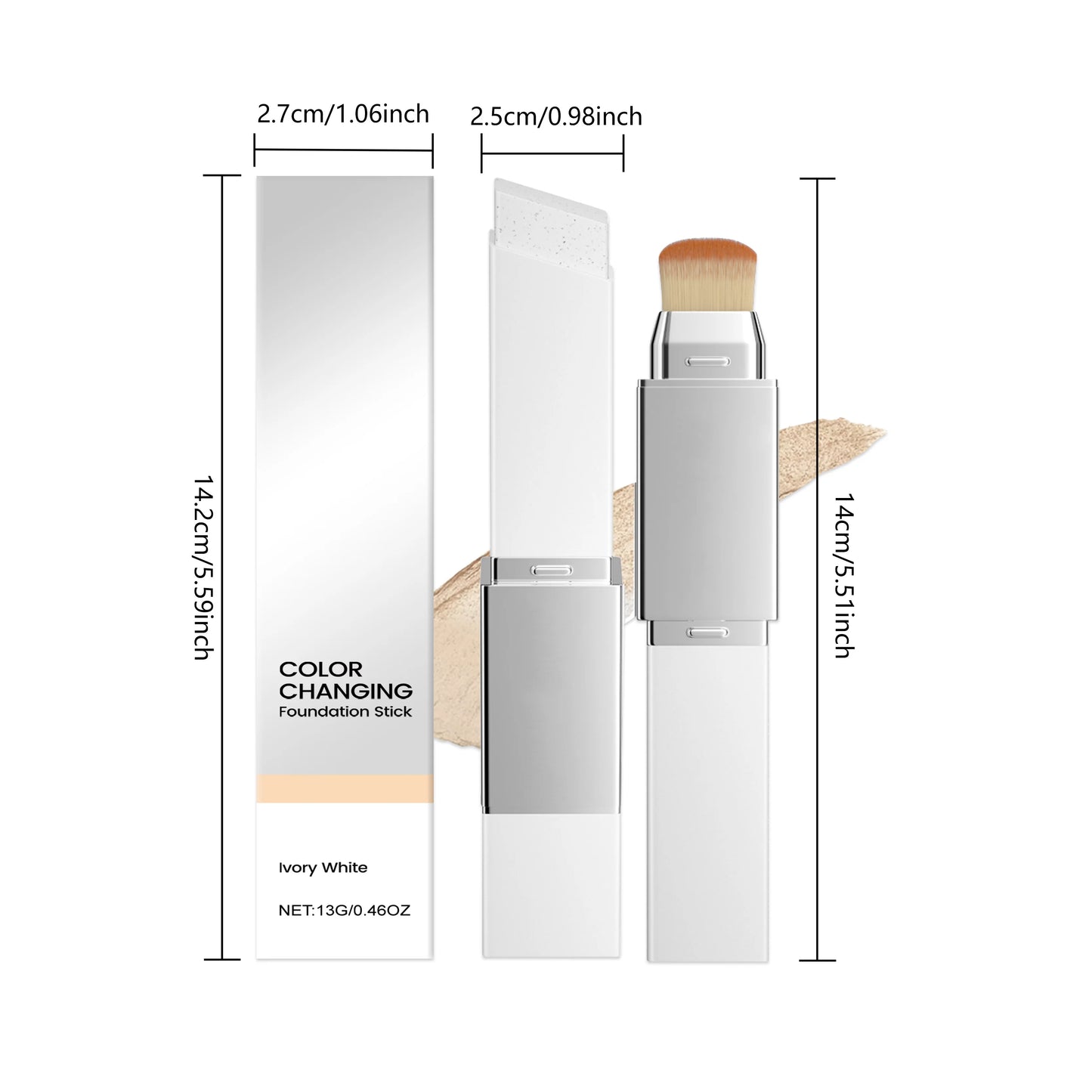 Color Changing Foundation & Concealer Stick 2-in-1 with Brush