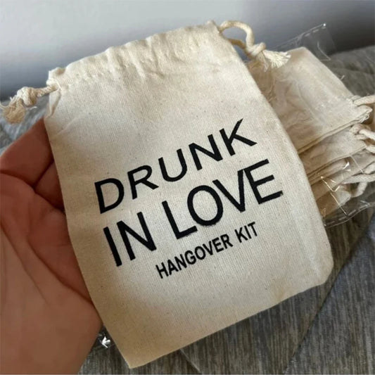 5-Pack Drunk in Love Hangover Kit Bags | Bachelorette Party Party Favor Bags Peaceful Pleasures Health and Wellness