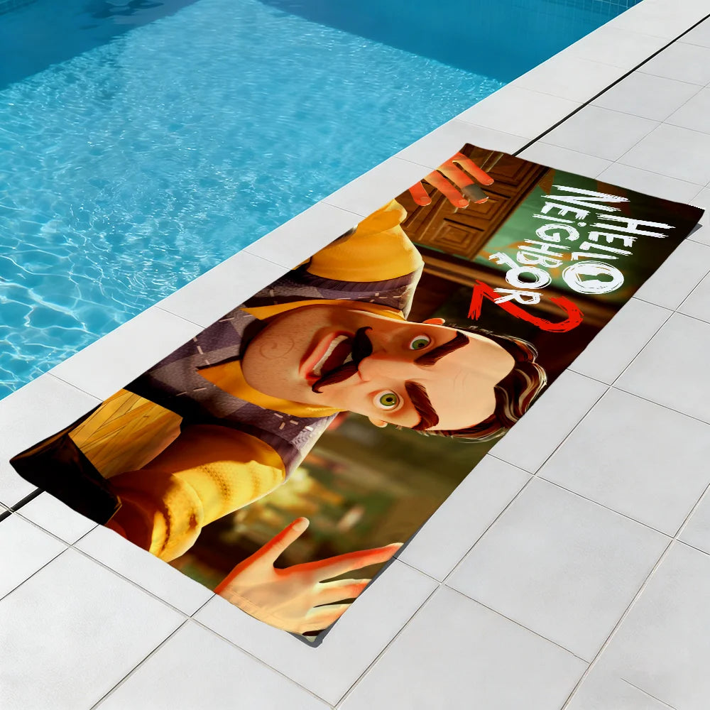 Hello Neighbor Horror Game Quick-Dry Beach Towel | Fun Gift Quick-Dry Beach Towel Peaceful Pleasures Health and Wellness