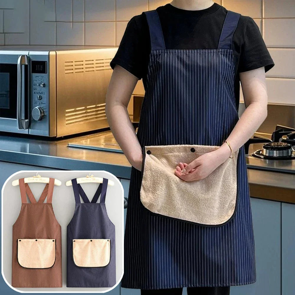 2026 Newest Waterproof Kitchen Apron With Detachable Towel Anti-fouling Sleeveless Cross Back Cooking Baking Restaurant Uniform Peaceful Pleasures Health and Wellness