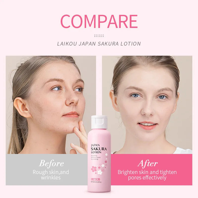 LAIKOU Sakura Face Lotion Moisturizing Essence Shrink Pores Repairing Improve Skin Elasticity 100ML Peaceful Pleasures Health and Wellness