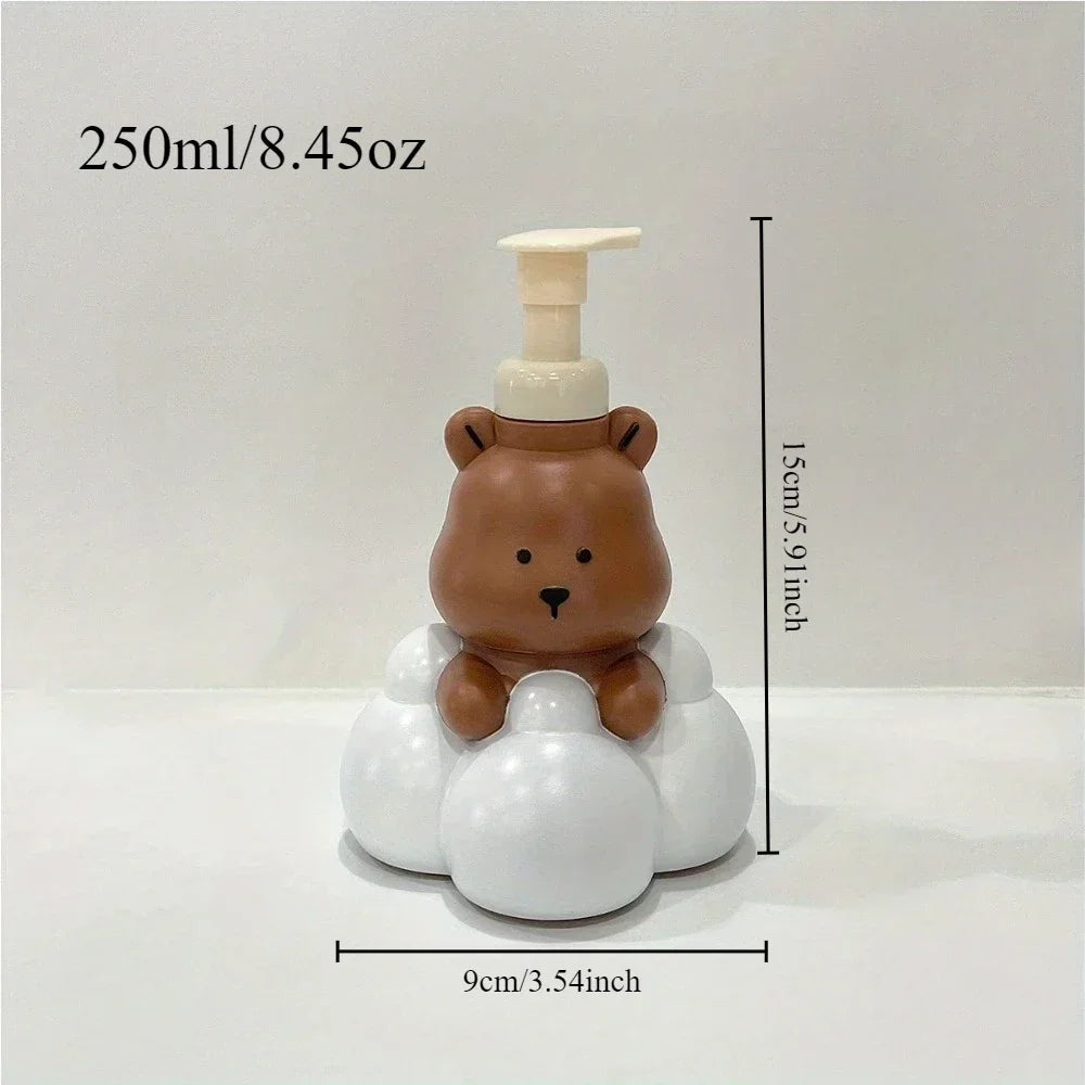 New Cartoon Cloud Bear Foam Bottle Cute Cartoon Hand Wash Pump Shampoo Cleanser Foaming Mousse Dispenser Bathroom Bathing Bottle Peaceful Pleasures Health and Wellness