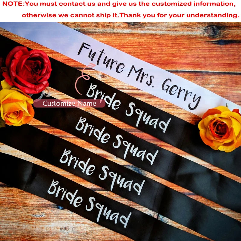 Set of 5 Personalized Bachelorette Party Sashes | Bridal Gift