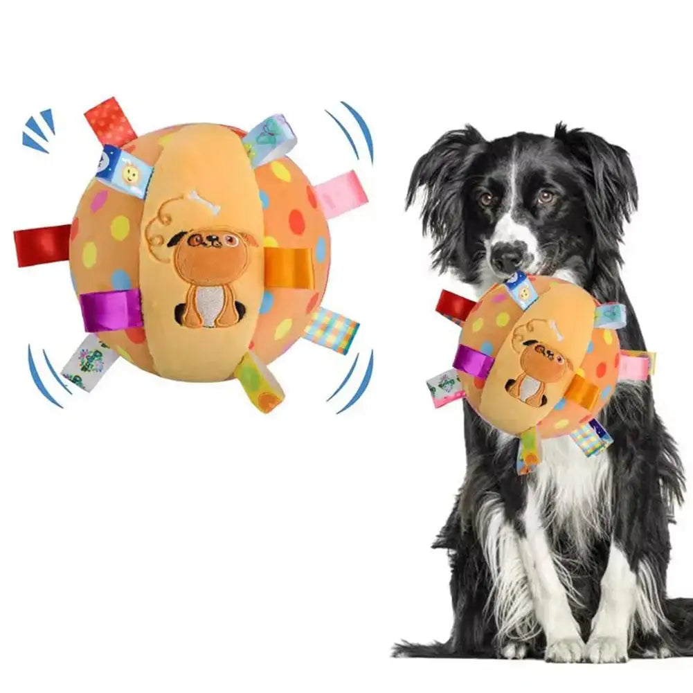 Interactive Plush Bell Ball Toy for Dogs – Chew, Play & Clean