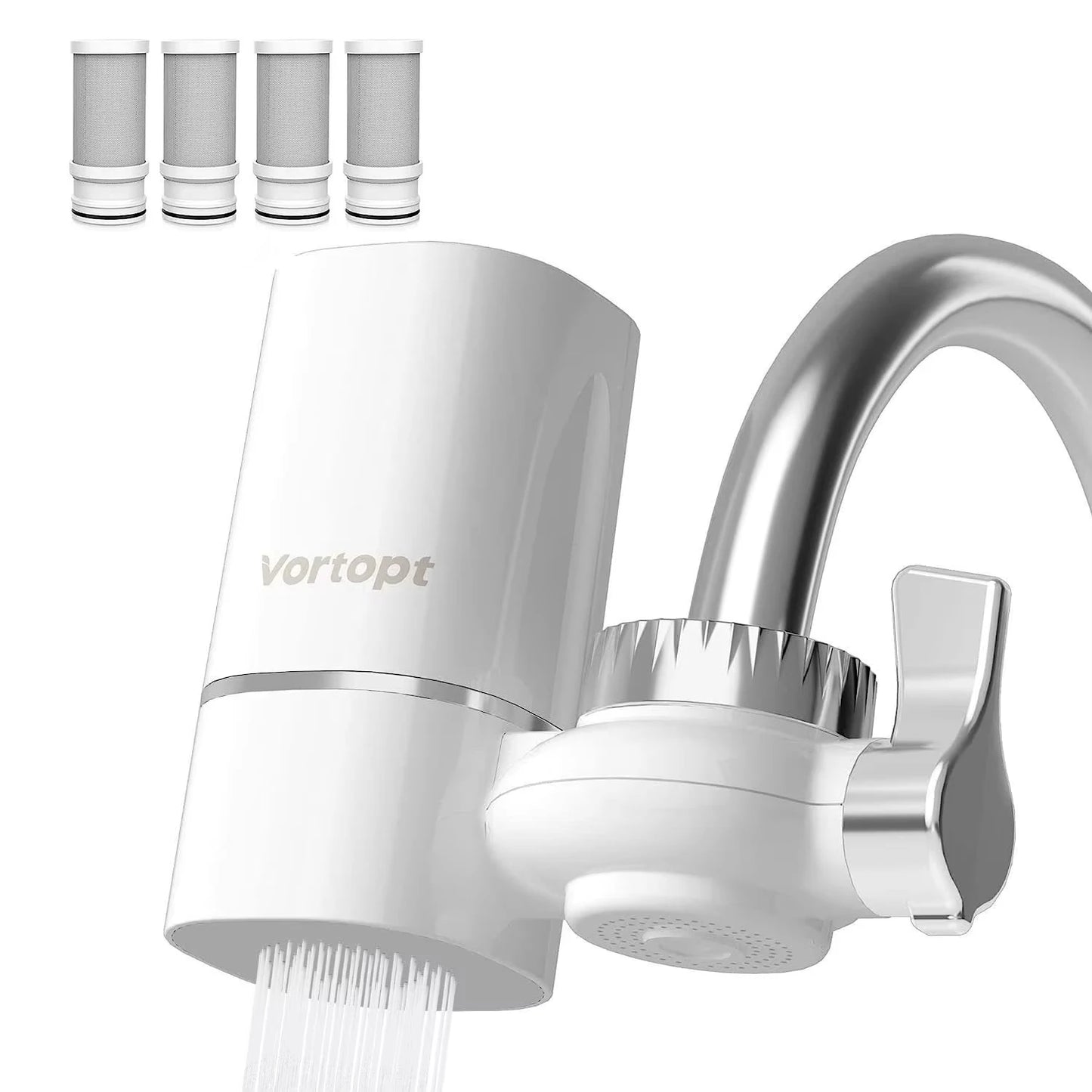 Faucet Tap Water Filter Purifier System, Reduces Lead, Chlorine & Bad Taste NSF Certified 320-Gallon Kitchen Peaceful Pleasures Health and Wellness WHITE