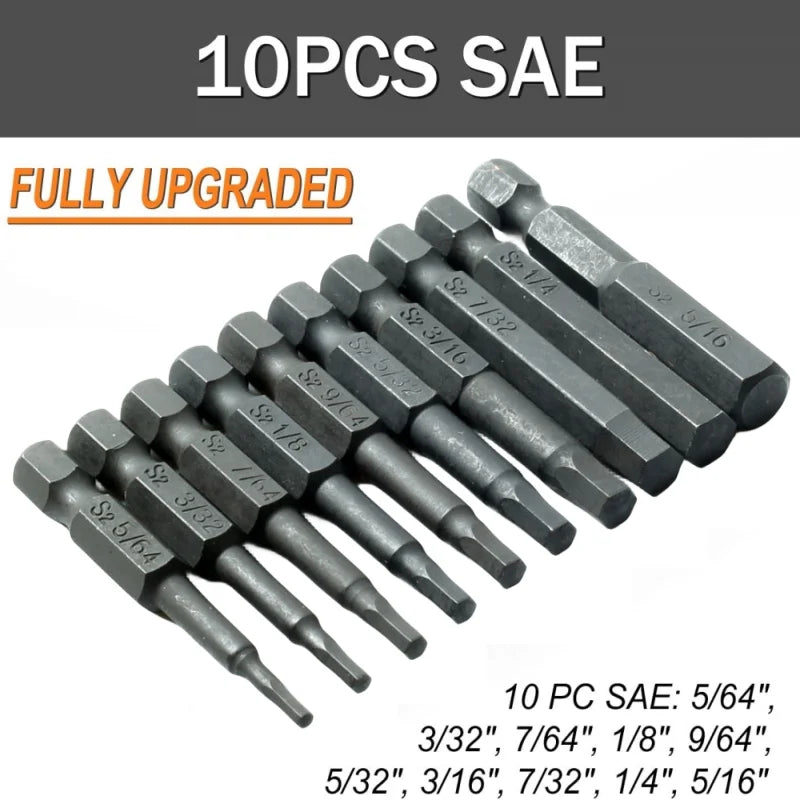 S2 Steel Hex Allen Wrench Drill Bit Set – 1/4" Magnetic Tips Peaceful Pleasures Health and Wellness