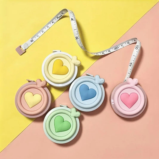 Pastel Heart-Shaped Retractable Mini Tape Measure – 1.5M Mini Tape Measure Peaceful Pleasures Health and Wellness