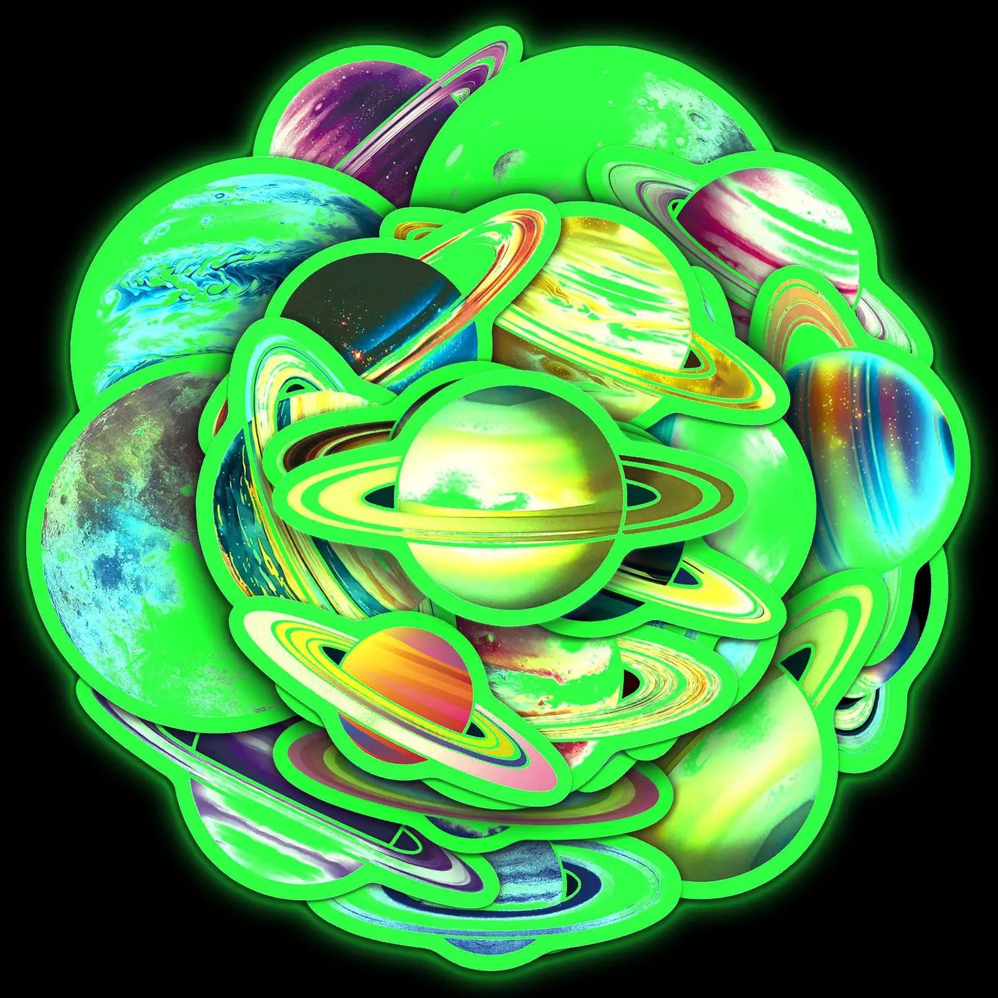 Bview Art Glow-in-the-dark Planet Stickers Luminous Decals Phone