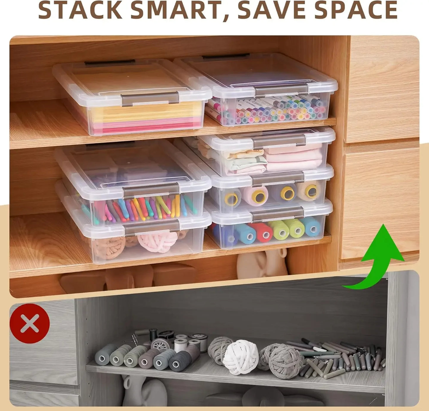 3-Pack Clear Plastic Storage Bins with Latching Lids, Stackable for A4 Paper, Photos, Documents - Portable Organizer Peaceful Pleasures Health and Wellness