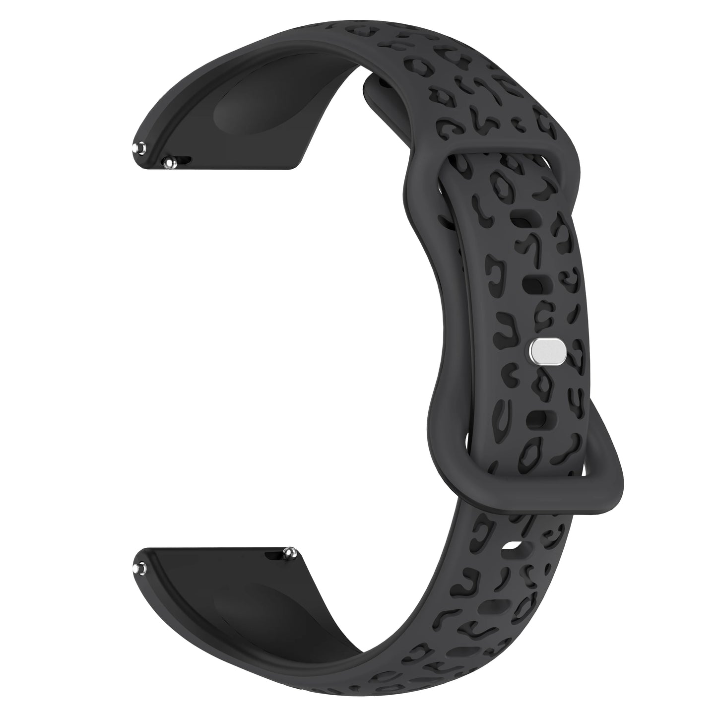 Silicone Leopard Watch Band 16/18/20/22mm – Amazfit, Huawei, Xiaomi Peaceful Pleasures Health and Wellness Grey with Black 22mm
