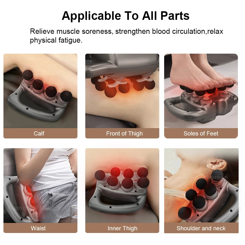 Fascia Massage Gun High frequency Body Neck Shoulder Back Waist Massager Professional Muscle Massage Machine 16-Head Fascia Gun Peaceful Pleasures Health and Wellness