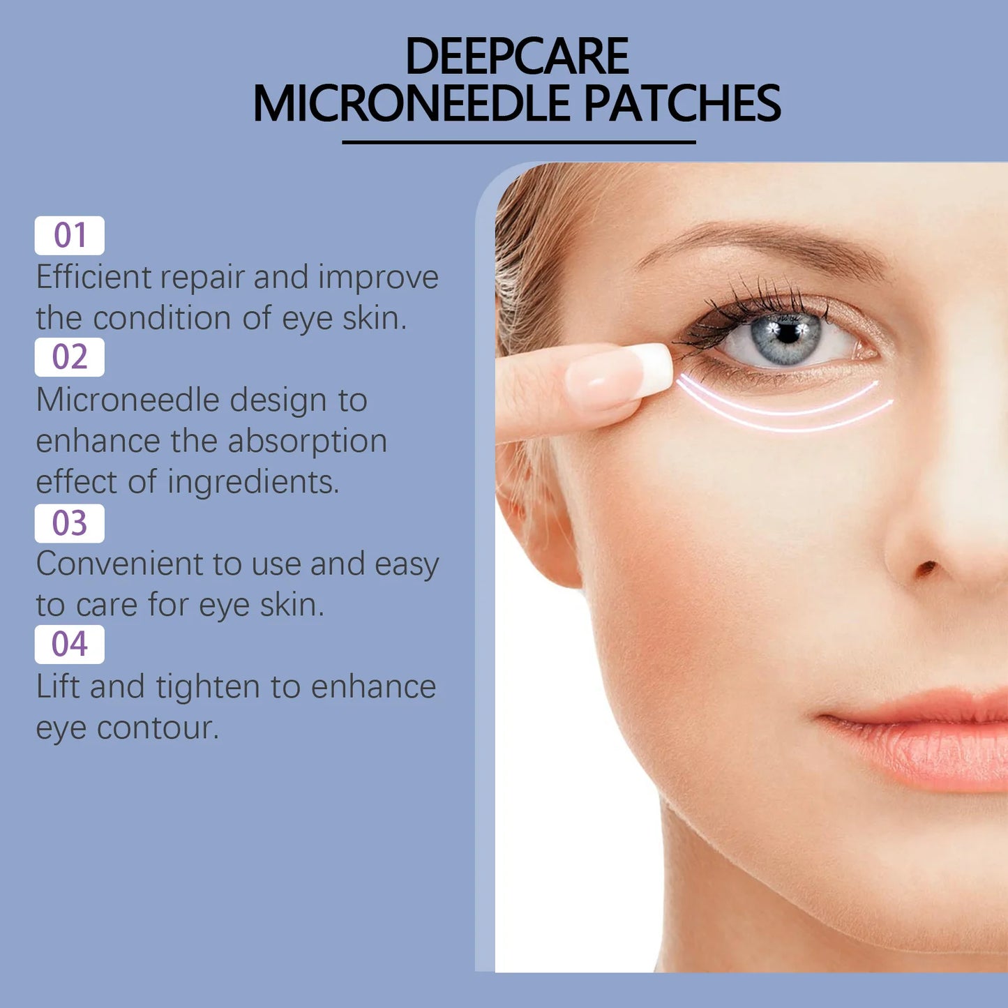 0.25mm Hyaluronic Acid Microneedle Patches Reduce Dark Circles Improve Eye Bags Puffiness Hydrating Anti-Aging Eye Care Peaceful Pleasures Health and Wellness