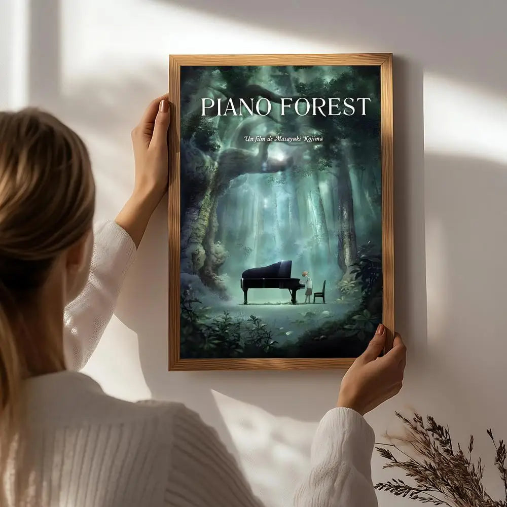 Anime F-Forest of Piano Poster HD Self Adhesive Waterproof Wall Art Ideal for Home Office Dorm Bedroom Great Gift Peaceful Pleasures Health and Wellness White3 40X50cmNoframe