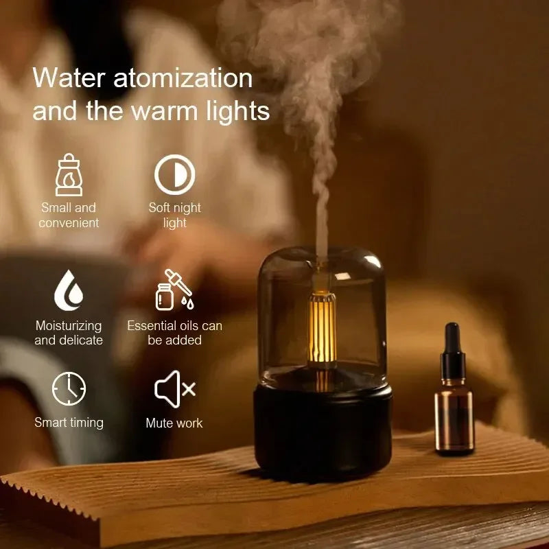 Stylish Candlelight Night Light Aromatherapy Machine USB Plug-in Desktop Ambience Candlelight Home Aromatherapy Humidifier Peaceful Pleasures Health and Wellness