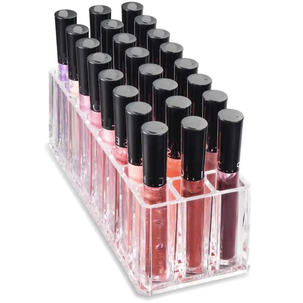 24-Slot Clear Acrylic Lipstick Holder & Makeup Organizer