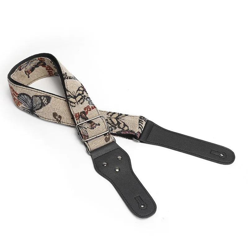 P&p Boho Embroidered Guitar Strap Cotton Adjustable Acoustic Electric