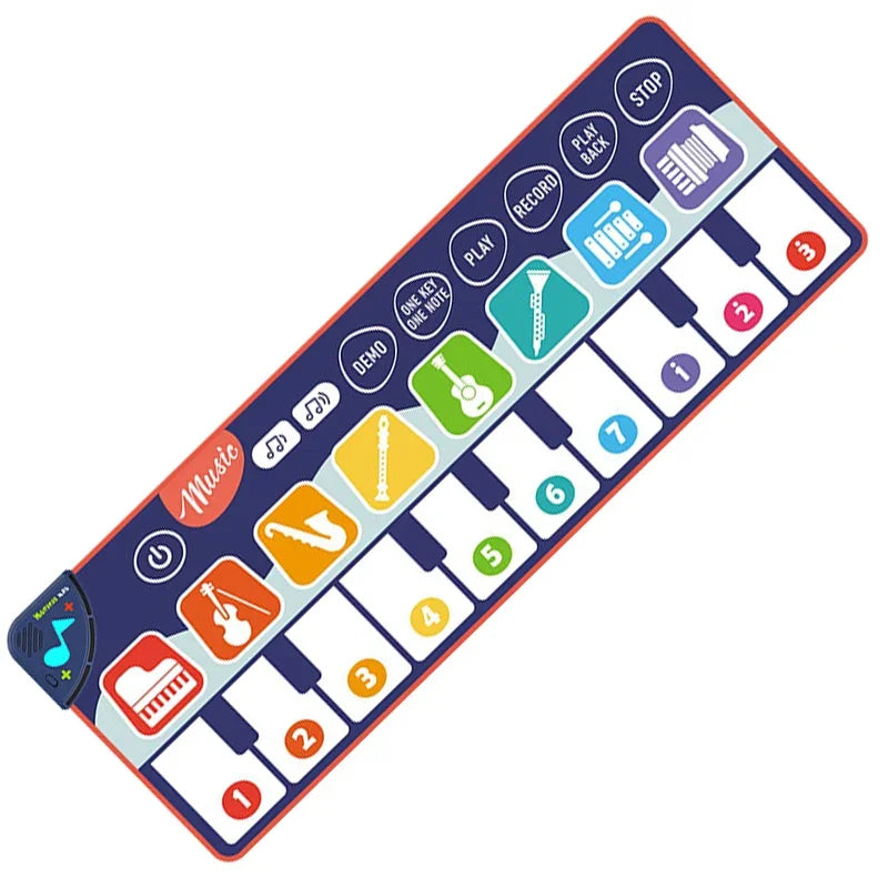 110x36cm Musical Piano Mat Toddle Carpet Toddlers Keyboard 8 Dinosaur
