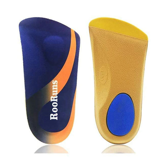Relieve Foot Pain with RooRuns 3/4 Orthotic Arch Support Shoe Inserts Heel Pads With Metatarsal Pads For Men And Women. Peaceful Pleasures Health and Wellness Orange S