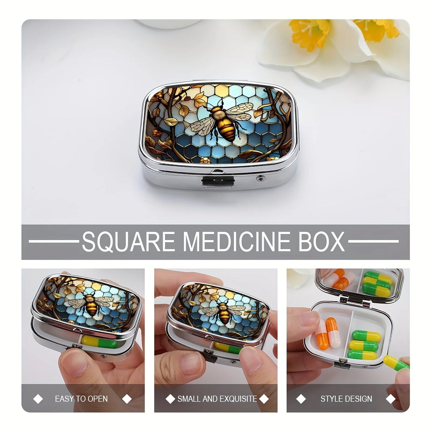 2 Compartment Medicine Pill Case, Compartment Portable Medicine Case, Portable Pill Box For Pocket Or Purse Pill Box Peaceful Pleasures Health and Wellness
