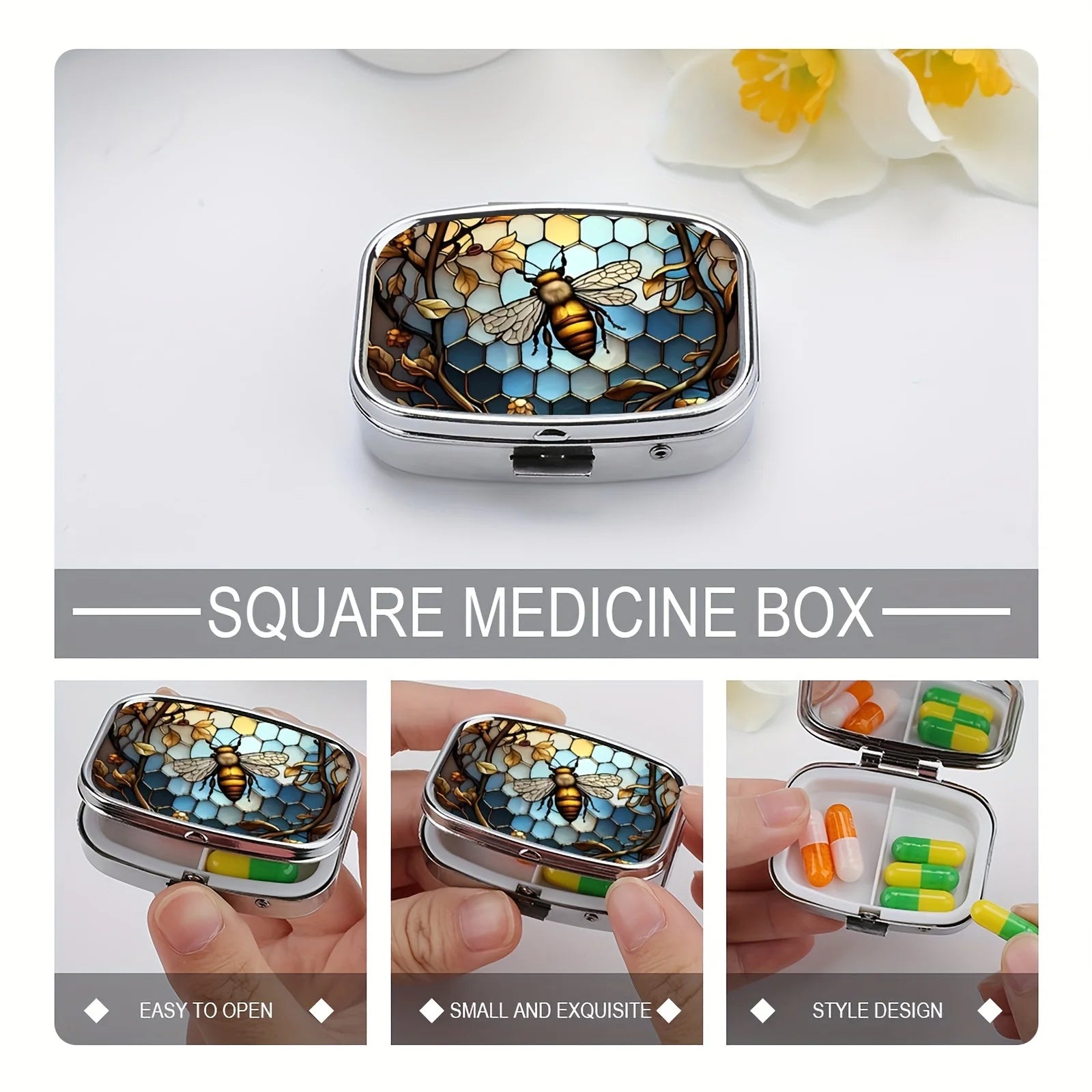 2 Compartment Medicine Pill Case, Compartment Portable Medicine Case, Portable Pill Box For Pocket Or Purse Pill Box Peaceful Pleasures Health and Wellness