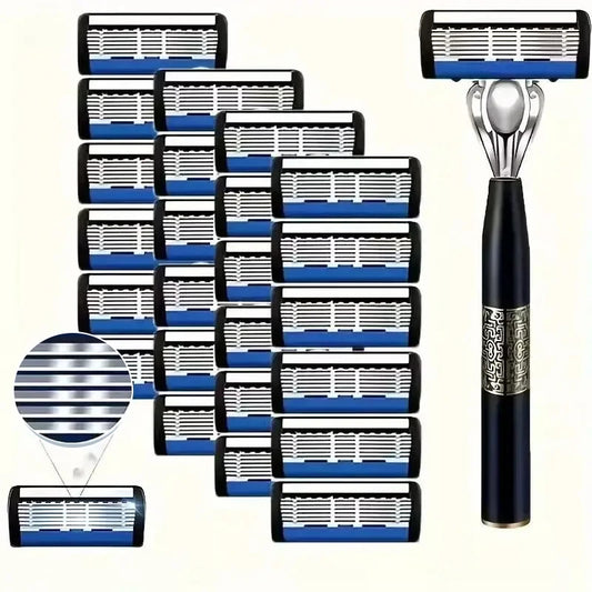 Washable Metal Ordinary Beard And Beard 6-layer Manual Men's Razor Stainless Steel Blade Hand Guard Metal Razor Holder Peaceful Pleasures Health and Wellness