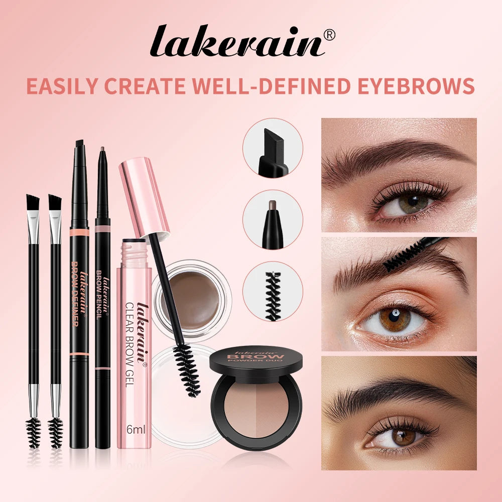 Double Ended Eyebrow Set With Brow Pencil,Brow Powder,Gel,Pomade Natural Color Shape Long Lasting Precise Outline Eye Brow Makeu Peaceful Pleasures Health and Wellness