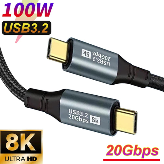 100W USB-C Cable 20Gbps 8K 60Hz | iPhone 15 MacBook 2M/3M USB-C Cable Peaceful Pleasures Health and Wellness