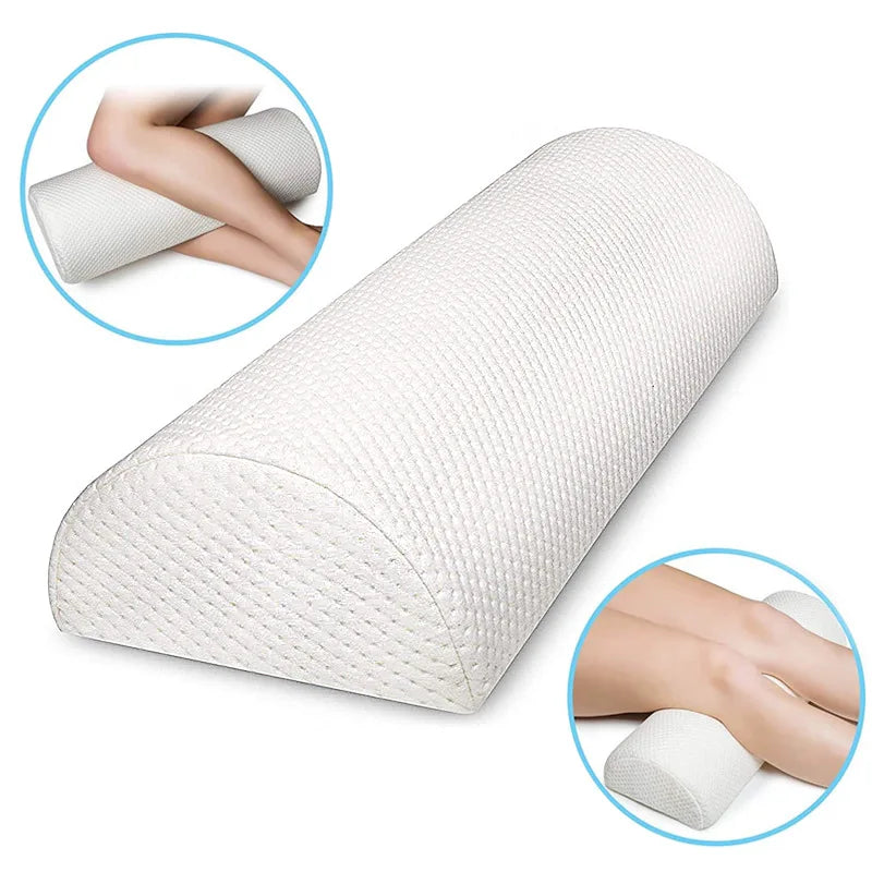 Comfort Bolster Pillow for Legs Back and Head Memory Foam Cotton Cover Lumbar Support Pillow for Semi Roll Pillow Peaceful Pleasures Health and Wellness WHITE