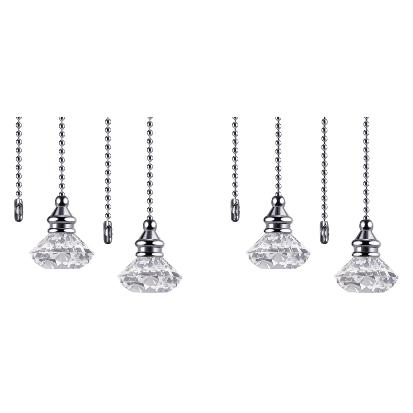 Y51A-4 Pcs Crystal Pull Chains Ceiling Fan Chain Extension Fan Pull Chain Pendant 50Cm Ceiling Fan Chain Extender Ornament Peaceful Pleasures Health and Wellness