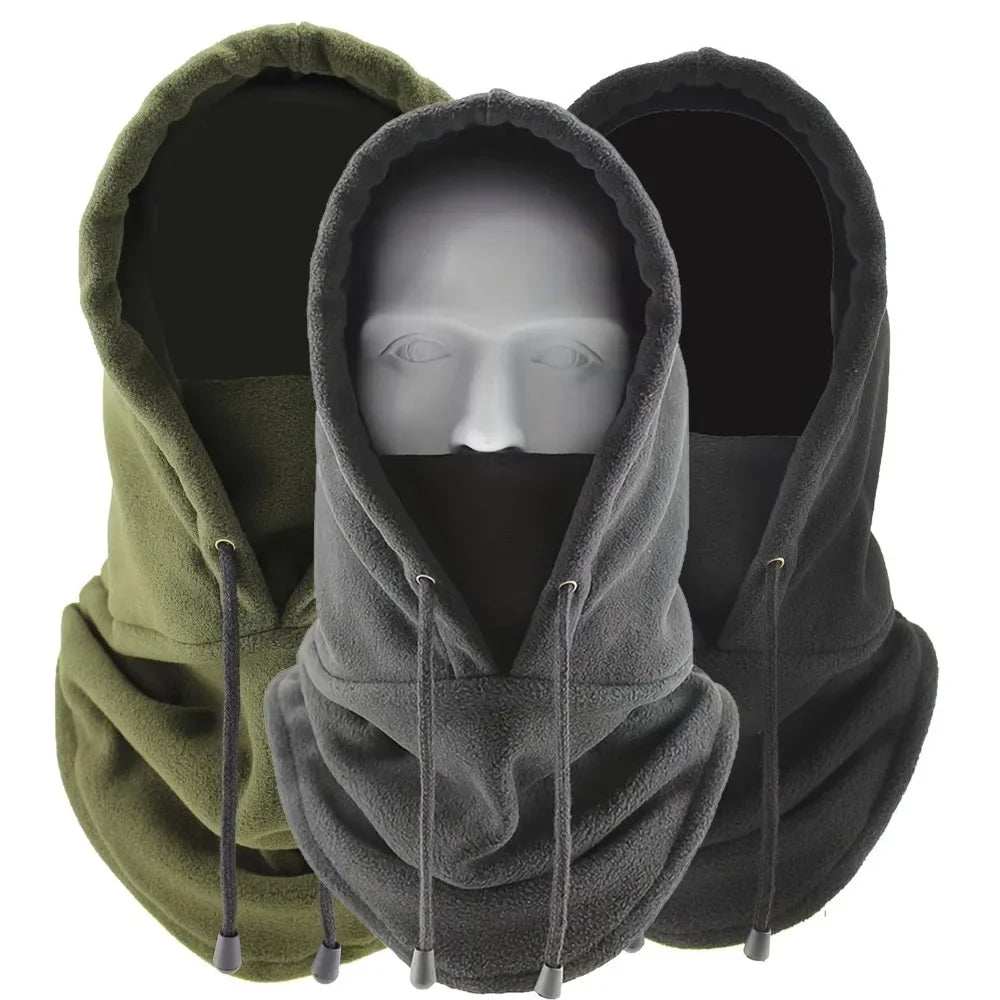 1pc/3pcs Winter Warm Fleece Neck Warmer Hat Solid Adjustable Drawstring Ski Balaclava Mask Windproof Cycling Hooded Cap Unisex Peaceful Pleasures Health and Wellness