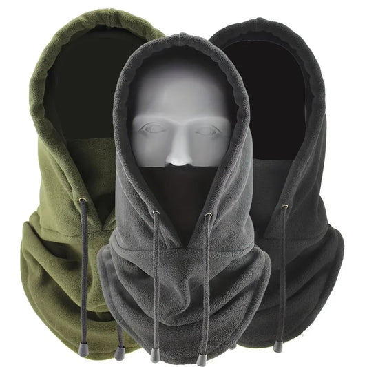 1pc/3pcs Winter Warm Fleece Neck Warmer Hat Solid Adjustable Drawstring Ski Balaclava Mask Windproof Cycling Hooded Cap Unisex Peaceful Pleasures Health and Wellness