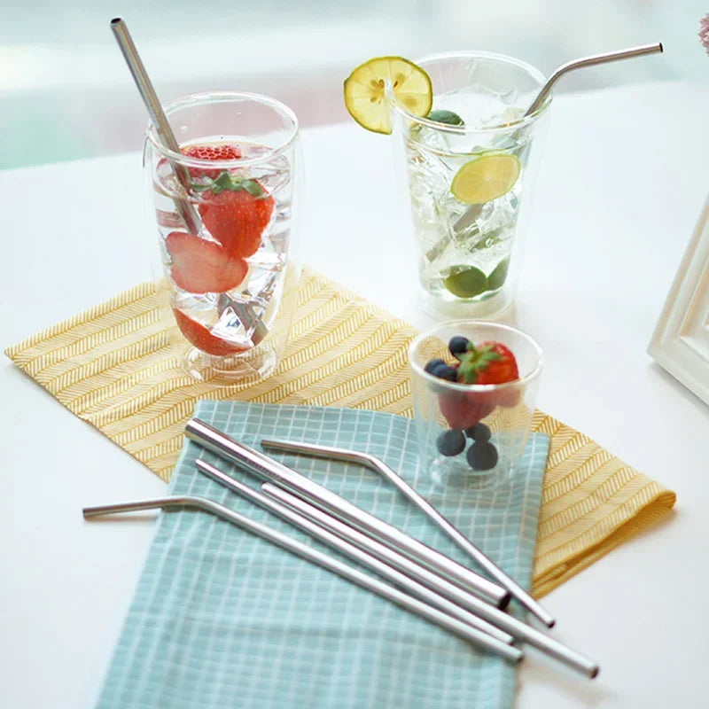 Reusable 304 Stainless Steel Drinking Straws | Straight & Bent