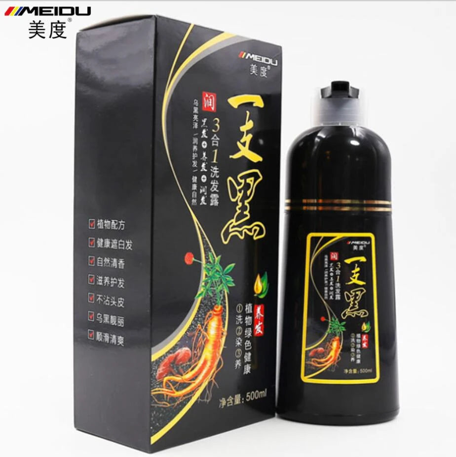 Ginger Herbal Hair Color Shampoo — Multi-Shade, Ammonia-Free, Gray Coverage | 500ml Peaceful Pleasures Health and Wellness blacd