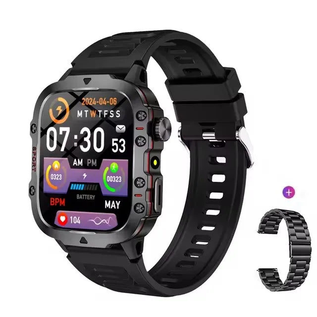 Rugged Military Smart Watch Flashlight Sport Watch for Men Women Inifnite Screen Heart Rate Monitor Multiple Sport Outdoor Watch Peaceful Pleasures Health and Wellness Bk20Szstrap Ola Esporte