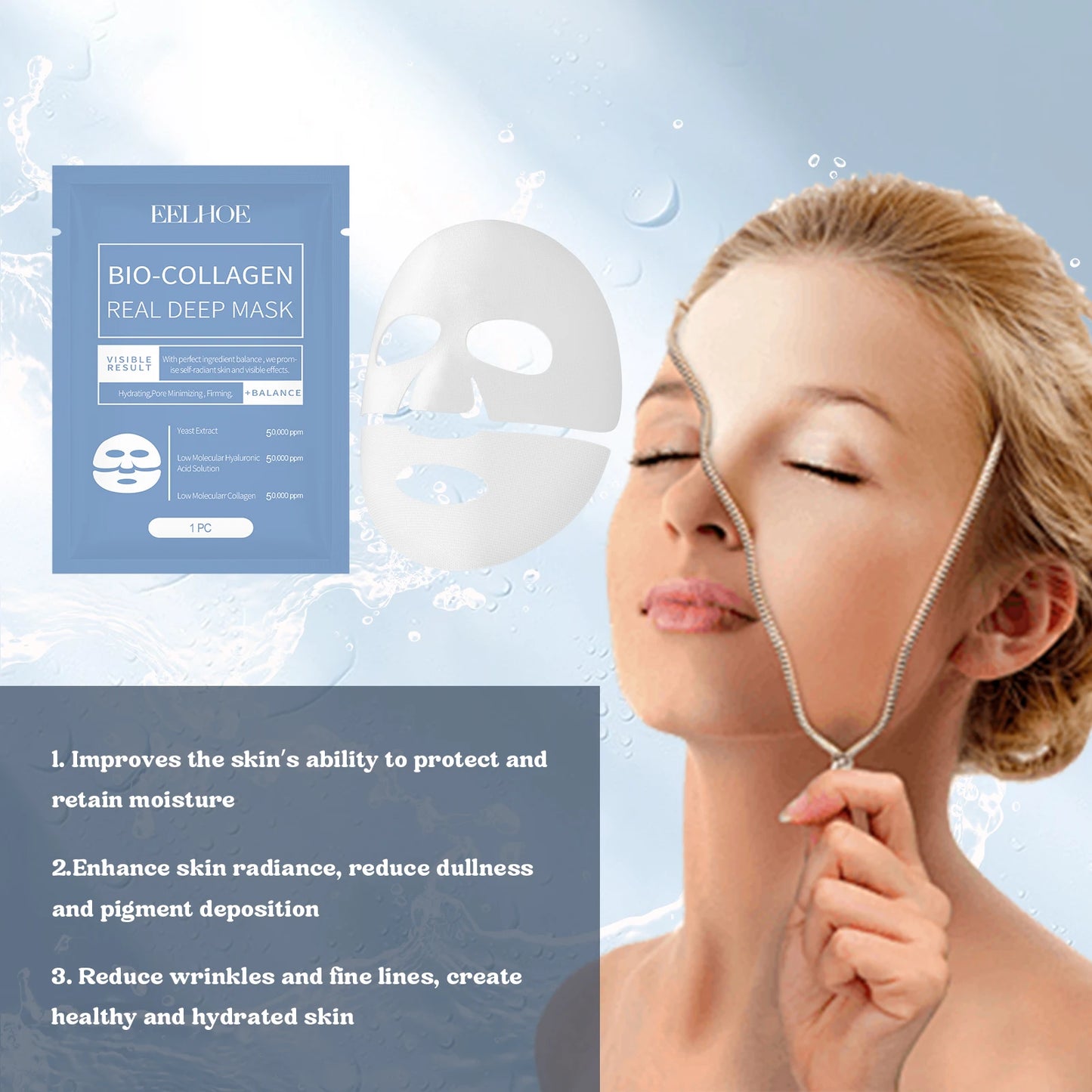 Eelhoe 4-Pc Collagen Face Mask – Hydrating & Anti-Aging Sheet Mask