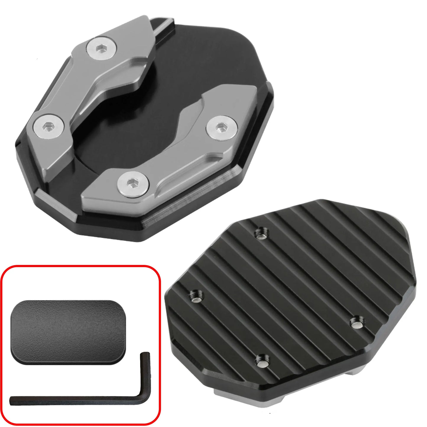 Motorcycle Side Stand Extension Kickstand foot Pad,Support Plate Helps Park Your Bike on Hot Pavement, Grass, Soft Ground Peaceful Pleasures Health and Wellness Grey